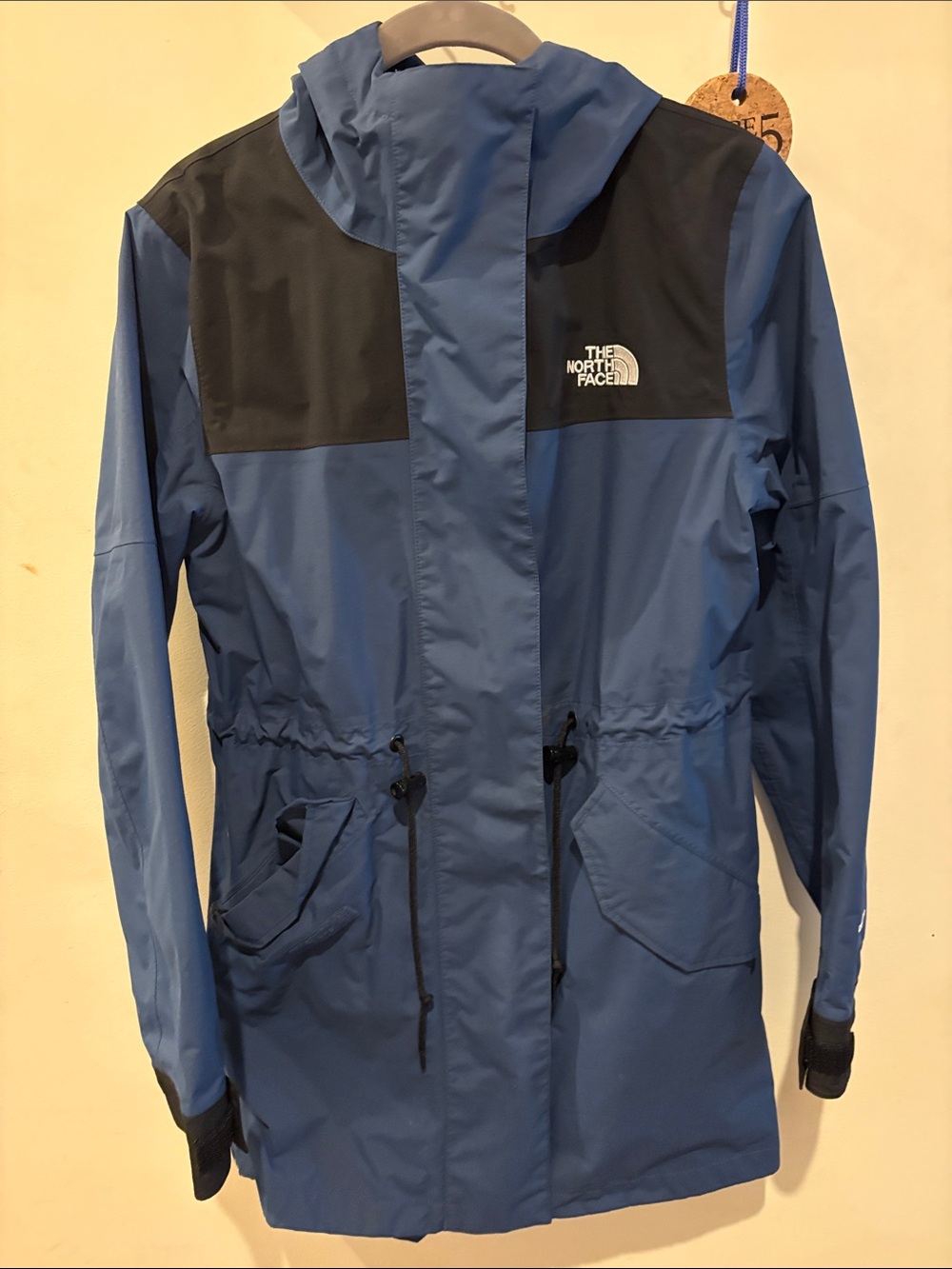 The North Face Blue and Black Hooded Trench Coat